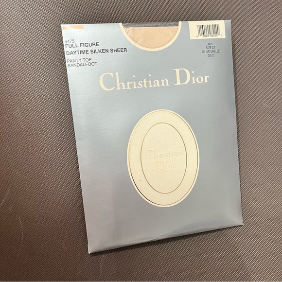Christian Dior Pantyhose NWT‎ Vintage USA Made Size 2X Sandalfoot Au Naturelle - Picture 1 of 4